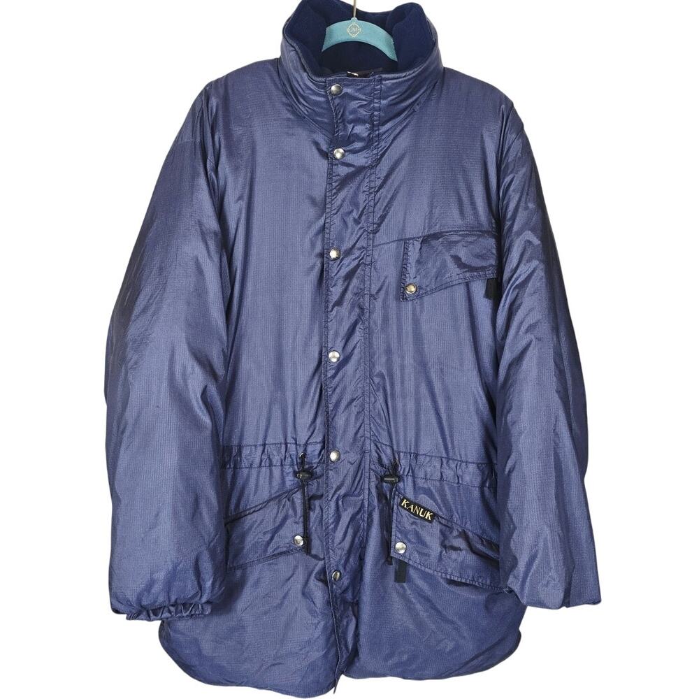 Kanuk Vintage Long Line Parka Ripstop Hooded Sherpa Collar Winter Jacket 4 - L
